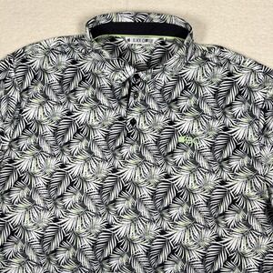 Black Clover Polo Shirt Mens XL Black White Palm Tropical Floral Golf Live Lucky